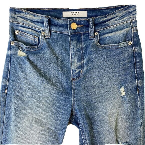 DYNDMN Kate Skinny Jeans Womens size 25 Distressed Stretch Denim Blue Jeans - Picture 3 of 11